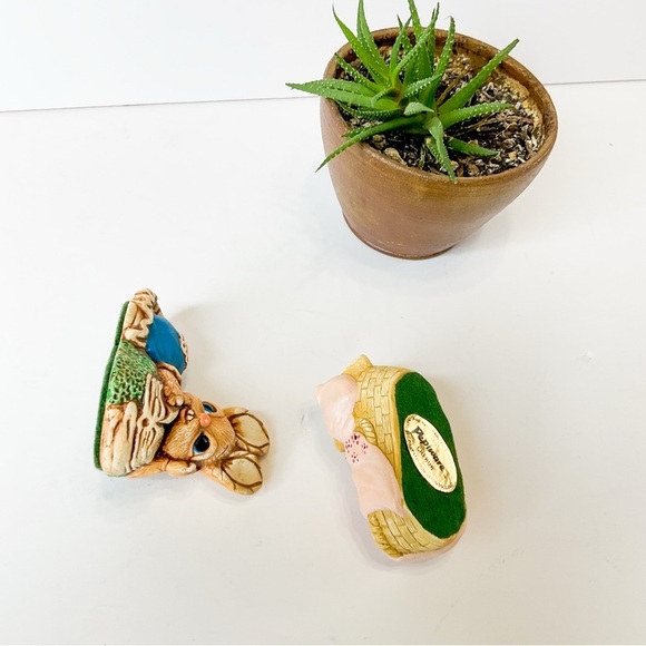 Vintage Pepiware Pen Delfin 1970s Charming Bunny Figurines Set - Blue and Pink - Picture 7 of 7